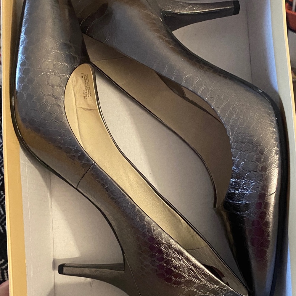 Michael Kors Gunmetal Python Pumps